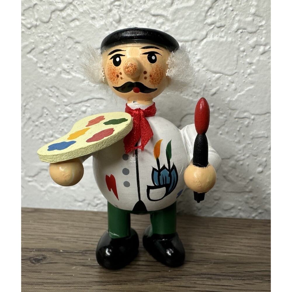 Kathe Wohlfahrt ? Maget Wooden Painted German Artist Holzbuddy Vintage Wood